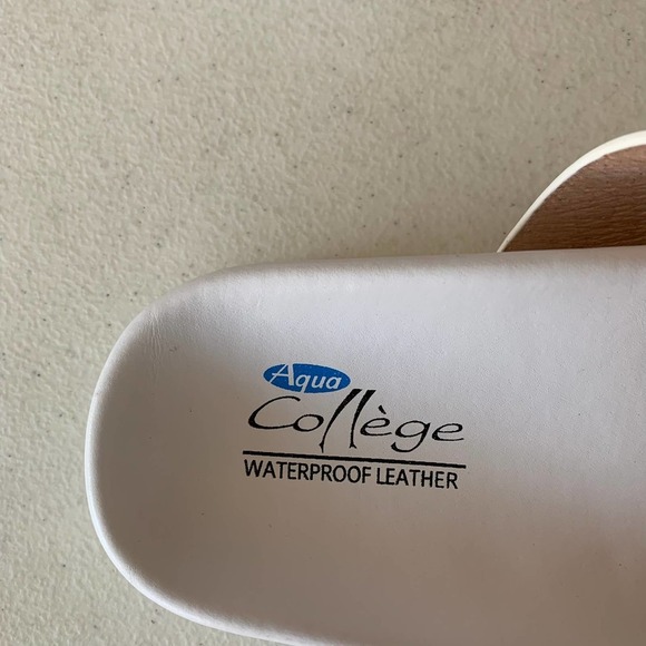 Aqua College Sloan White Leather Open Toe Strap Slide Sandal Women's US size 7M - Picture 8 of 11